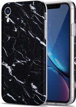TPU glanzend marmeren patroon IMD beschermhoes voor iPhone XR (zwart)