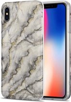 TPU Gilt Marble Pattern beschermhoes voor iPhone X / XS (grijs)