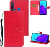 Voor Huawei P20 Lite 2019 Chai Hond Patroon Horizontale Flip Lederen Cover Met Beugel & Kaartsleuf & Portemonnee & Lanyard (Rose Rood)