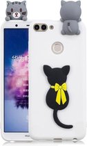 Voor Huawei Honor 9i 3D Cartoon patroon schokbestendig TPU beschermhoes (kleine zwarte kat)