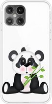 Voor iPhone 12 Pro Max schokbestendig geverfd transparant TPU beschermhoes (bamboe beer)