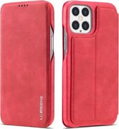 Voor iPhone 12 Pro Max LC.IMEEKE Hon Ancient Series horizontale flip lederen tas met houder en kaartsleuf (rood)