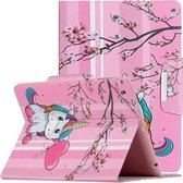 Voor iPad 4/3/2 Geschilderd patroon Horizontale flip lederen hoes met houder (Sakura Unicorn)