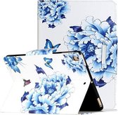 Voor iPad 5 Geschilderd Patroon Horizontale Flip Leren Case met Houder (Blauw en Wit Porselein Vlinder)