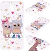 Cartoon patroon goudfolie stijl Dropping Glue TPU zachte beschermhoes voor Galaxy J6 + (Loving Owl)