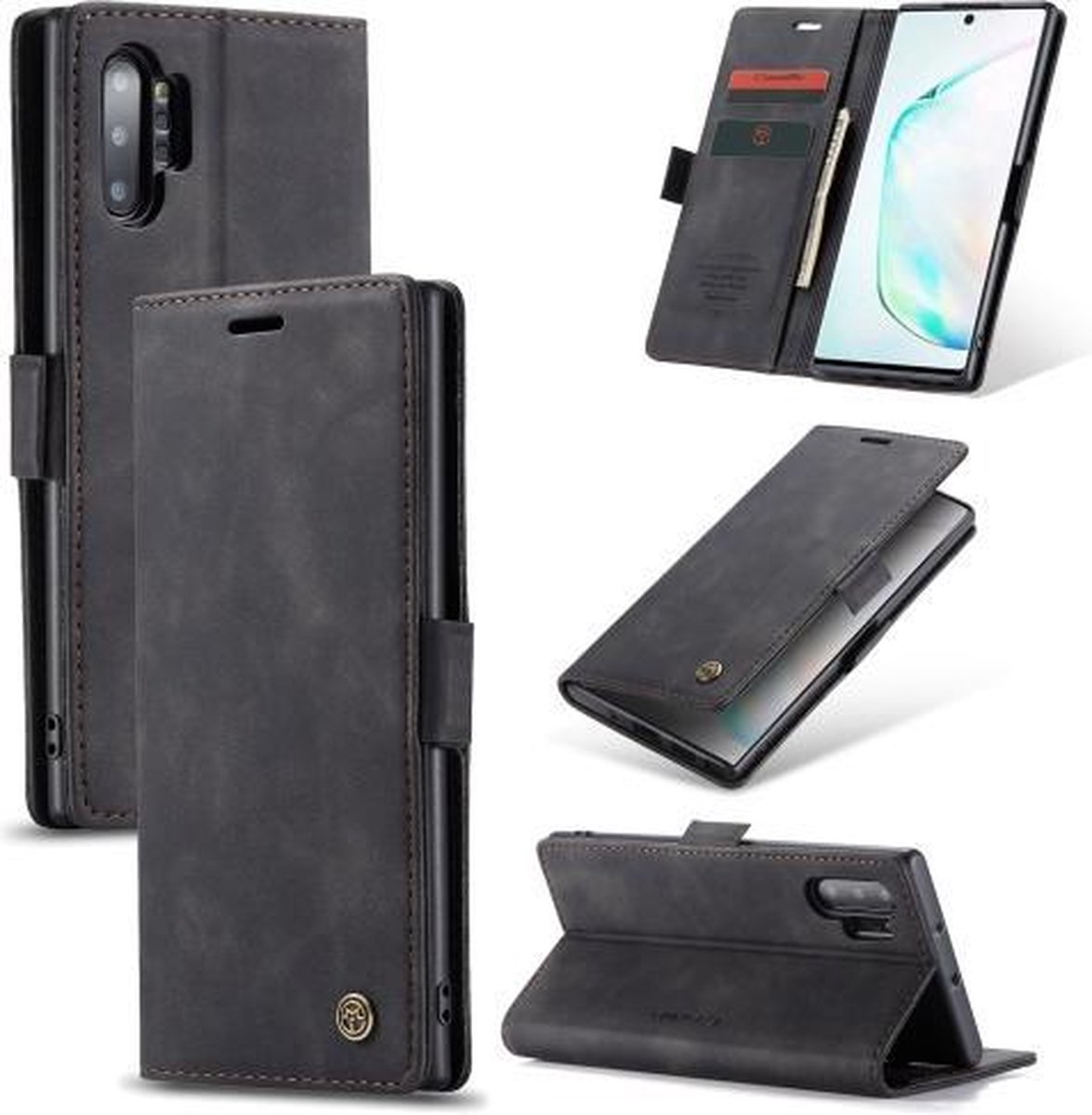 CaseMe-013 multifunctionele horizontale flip lederen tas met kaartsleuf en houder en portemonnee voor Galaxy Note 10+ (zwart)