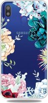 Voor Galaxy A40 3D-patroon afdrukken Extreem transparante TPU-telefoonhoes (The Stone Flower)