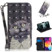 3D Schilderen Patroon Gekleurde Tekening Horizontale Flip Leren Case met Houder & Kaartsleuven & Portemonnee Voor Galaxy A50 (Hug Cat)