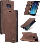 CaseMe-013 Multifunctionele Retro Frosted Horizontale Flip Leren Case met Kaartsleuf & Houder & Portemonnee voor Galaxy S8 Plus (Koffie)