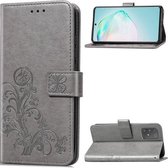 Voor Galaxy S10 Lite / A91 / M80s Lucky Clover Pressed Flowers Pattern Leather Case met houder & kaartsleuven & portemonnee & draagriem (grijs)