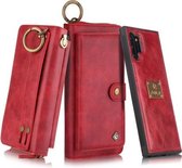 Voor Galaxy Note 10+ POLA Multifunctionele Mode Rits Magnetische Horizontale Flip Leren Case met Kaartsleuven & Portemonnee & Fotolijst & Lanyard (Rood)