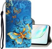 Voor Galaxy Note 10 Plus 3D Gekleurde Tekening Horizontale Flip PU Lederen Case met Houder & Kaartsleuven & Portemonnee (Jade Vlinder)