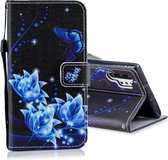 Voor Galaxy Note 10 Pro horizontale lederen flip-hoes met houder en kaartsleuven en portemonnee (blauwe vlinderbloem)