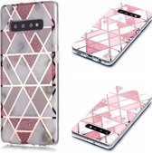 Voor Galaxy S10 + Plating Marble Pattern Soft TPU beschermhoes (roze)