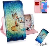 Voor Galaxy A50s Gekleurd Tekening Patroon Kleurrijke Magnetische Gesp Horizontale Flip PU Lederen Case met Houder & Kaartsleuven & Portemonnee & Lanyard (Vos)