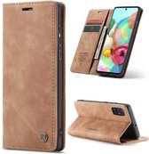 Voor Galaxy A71 CaseMe multifunctionele horizontale flip lederen tas, met kaartsleuf en houder & portemonnee (bruin)