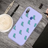 Voor Galaxy A40 Cartoon dier patroon schokbestendig TPU beschermhoes (paarse dinosaurussen)