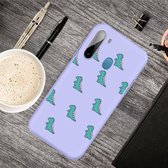 Voor Galaxy A21 Cartoon dier patroon schokbestendig TPU beschermhoes (paarse dinosaurussen)