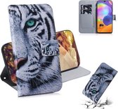 Voor Galaxy A31 Gekleurde tekening Horizontale flip lederen tas met houder & kaartsleuf & portemonnee (tijger)