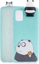 Voor Galaxy A51 Cartoon schokbestendige TPU beschermhoes met houder (beugel gestreepte beer)