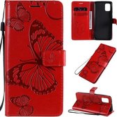 Voor Samsung Galaxy A31 3D vlinders reliëf patroon horizontaal flip lederen tas met houder & kaartsleuf & portemonnee (rood)