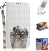 Voor Samsung Galaxy A21s 3D Geschilderd Patroon Magnetische Aantrekkelijkheid Horizontale Flip Leren Case met Houder & Kaartsleuf & Portemonnee & Lanyard (Pekingese Dag)