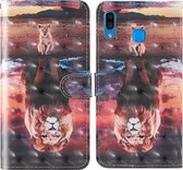 Voor Samsung Galaxy A40 3D Schilderij Gekleurd Tekening Patroon Horizontaal Flip TPU + PU Leren Hoesje met Houder & Kaartsleuven & Portemonnee & Lanyard (Dream Lion)