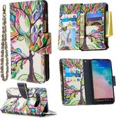 Voor Samsung Galaxy S10 Plus Gekleurde Tekening Patroon Rits Horizontale Flip Leren Case met Houder & Kaartsleuven & Portemonnee (Boom)