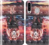 Voor Samsung Galaxy A20 & A30 3D-schilderij Gekleurd tekeningpatroon Horizontaal Flip TPU + PU-lederen hoes met houder & kaartsleuven & portemonnee & lanyard (Dream Lion)