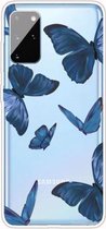 Voor Samsung Galaxy A41 schokbestendig geschilderd TPU beschermhoes (blauwe vlinder)