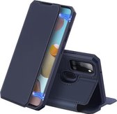 Voor Samsung Galaxy A21s DUX DUCIS Skin X-serie PU + TPU horizontale flip lederen tas met houder en kaartsleuven (blauw)