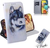 Voor Samsung Galaxy A51 5G Gekleurde Tekening Horizontale Flip Leren Case met Houder & Kaartsleuf & Portemonnee (Witte Wolf)
