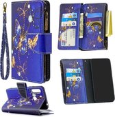 Voor Samsung Galaxy A70e Gekleurde Tekening Patroon Rits Horizontale Flip Leren Case met Houder & Kaartsleuven & Portemonnee (Paarse Vlinder)