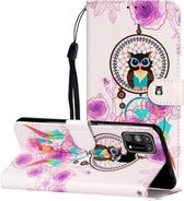 Voor Samsung Galaxy M31 Olie Reliëf Gekleurde Tekening Patroon Horizontale Flip PU Lederen Case met Houder & Kaartsleuven & Portemonnee (Uil Windgong)