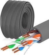 NUOFUKE 058 CAT 6E 8-core zuurstofvrije koperen gigabit thuisnetwerkkabel, kabellengte: 300 m (donkergrijs)