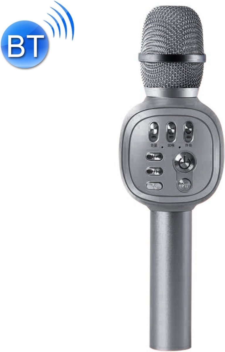 H12 Hoge geluidskwaliteit Handheld KTV Karaoke Opname Bluetooth Draadloze condensator Microfoon (zwart)