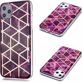 Voor iPhone 11 Pro Max Plating Marble Pattern Soft TPU beschermhoes (paars)