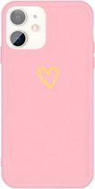 Voor iPhone 11 Golden Love-heart Pattern Colorful Frosted TPU telefoon beschermhoes (roze)