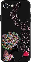 Voor iPhone SE 2020 patroon afdrukken reliëf TPU mobiele hoes (Corolla Girl)