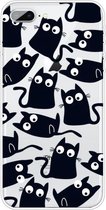 Voor iPhone 8 Plus / 7 Plus gekleurd tekeningpatroon zeer transparant TPU beschermhoes (zwarte kat)
