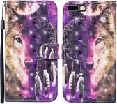 Voor iPhone 8 Plus / 7 Plus 3D Geschilderd Patroon Horizontale Flip Leren Case met Houder & Portemonnee & Kaartsleuf & Lanyard (Windgong Wolf)