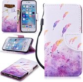 Voor iPhone 6 Plus Gekleurd tekeningpatroon Horizontaal Flip TPU + PU lederen hoesje met houder & kaartsleuven & portemonnee & lanyard (aquarelveren)