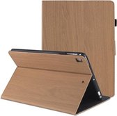 Voor iPad 9.7 inch 2017/2018 Houtnerf PU-leer + TPU Zachte onderkant met houder & Slaap- / wekfunctie (lichtbruin)