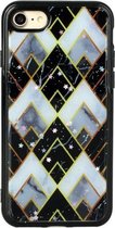 Voor iPhone SE 2020/8/7 Marble Series Stars Powder Dropping Epoxy TPU beschermhoes (Diamond Plaid)