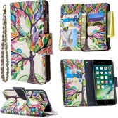 Voor iPhone 8 Plus & 7 Plus Gekleurde tekening Patroon Rits Horizontale Flip lederen tas met houder & kaartsleuven & portemonnee (boom)
