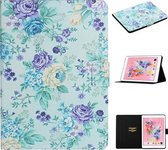 Voor iPad Pro 10,5 inch bloemenpatroon horizontale flip lederen tas met kaartsleuven en houder (paarse bloem)