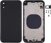 Vierkant frame batterij achterkant met SIM-kaartlade en zijkleppen voor iPhone XR (zwart)