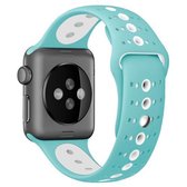 Voor Apple Watch Series 6 & SE & 5 & 4 40 mm / 3 & 2 & 1 38 mm Tweekleurige poreuze siliconen horlogeband (groen wit)