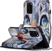 Voor Galaxy A51 Geschilderd Patroon Horizontale Flip Leren Case met Houder & Kaartsleuven & Portemonnee (Blue Cat)