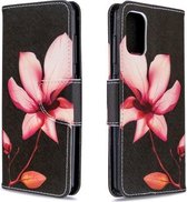 Voor Galaxy A41 Gekleurde tekening Horizontale flip lederen tas met houder & kaartsleuven & portemonnee (Lotus)
